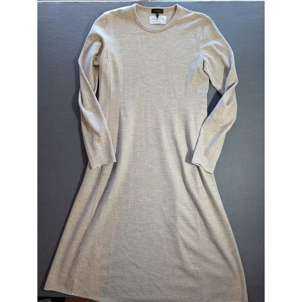 rag & bone Takisada Osaka Women’s L Beige Wool Knit Long Sleeve Midi Dress